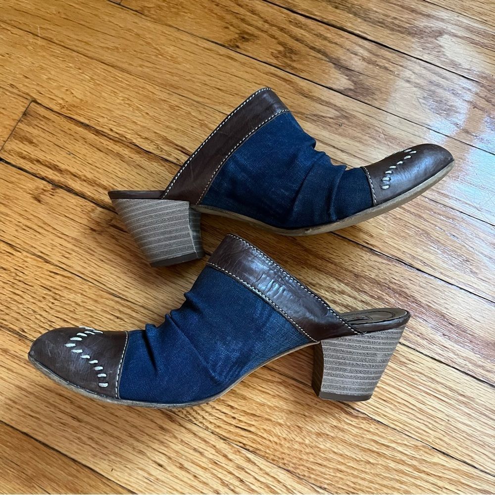 Lamica Slip on Clogs Leather Rodeo Western Cowgirl Made in Italy Denim size 38 - Picture 10 of 10